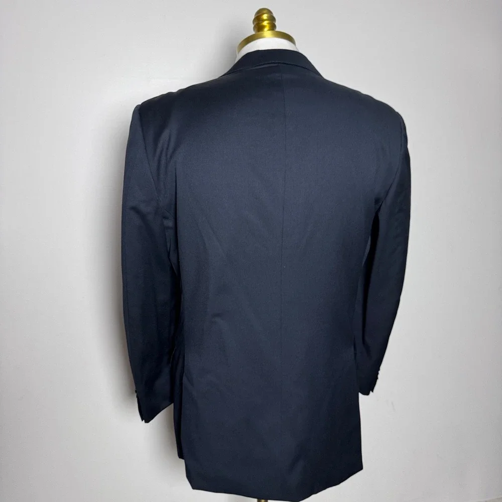 Ermenegildo Zegna Blazer Mens 40R Navy Blue Solid Wool 2-Button Made in Italy